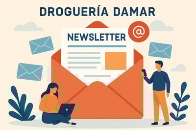 Ilustración de envío de boletín de noticias de Droguería Damar